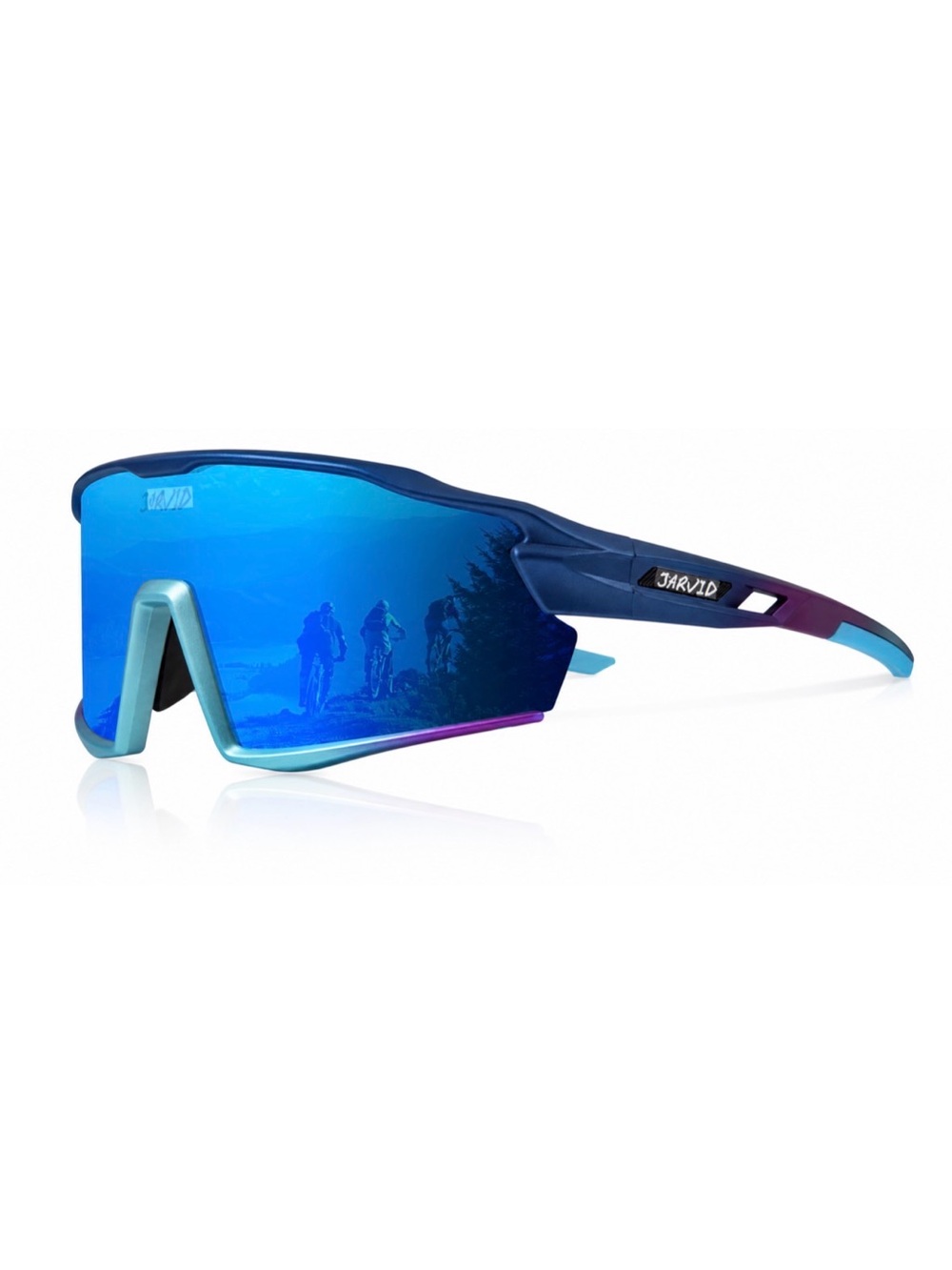 Mirrored Blue Shield Sports Sunglasses - Performance Active Eyewear